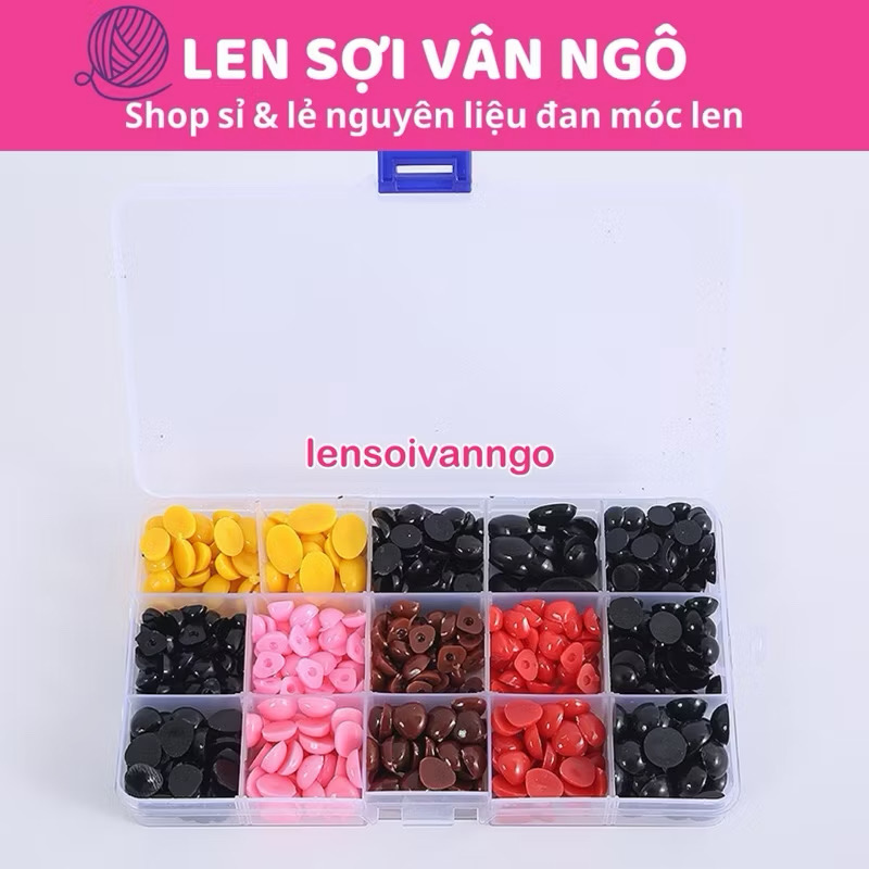 Hộp mắt tròn + mắt oval + mũi dán nhiều màu (26146)