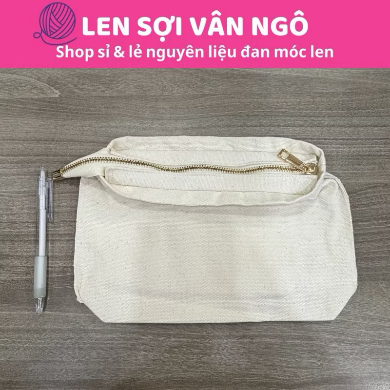 PK túi: Túi vải canvas dây kéo S2 (Ngang 24cm x Cao 17cm)(26131)
