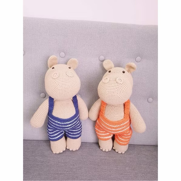 Hà mã mặc yếm sọc (Thú bông móc sẵn)