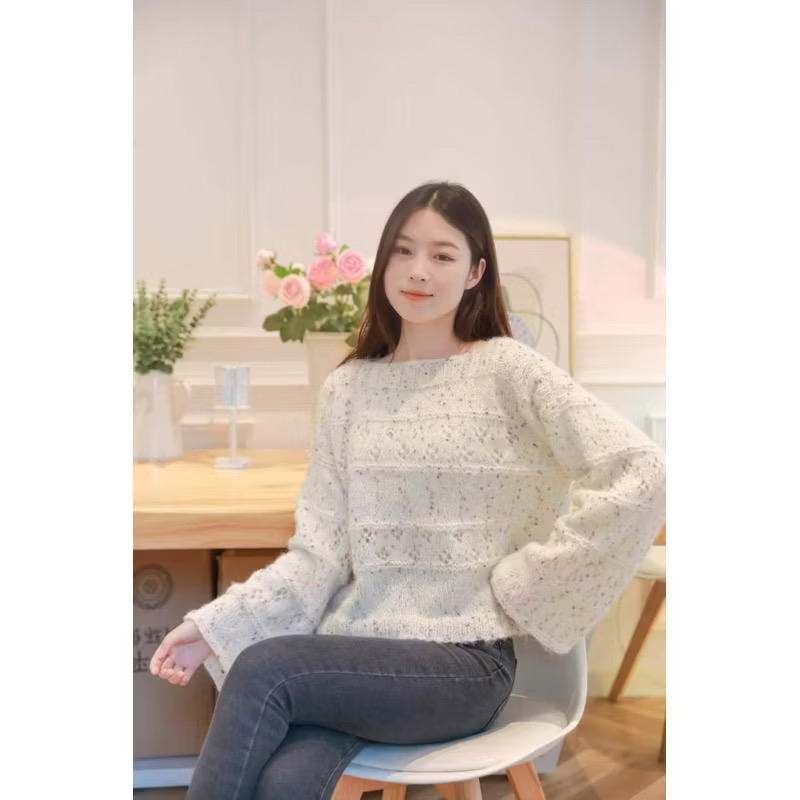 Len Mohair Pompom (Mohair Tweed) đan móc đồ thu đông (cuộn 50gr) (26291)
