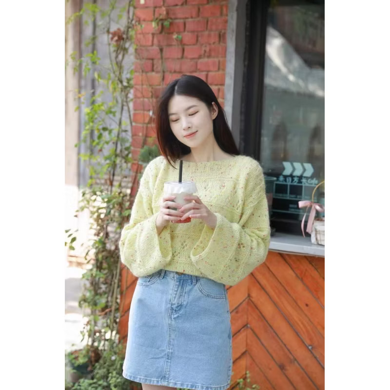 Len Mohair Pompom (Mohair Tweed) đan móc đồ thu đông (cuộn 50gr) (26291)