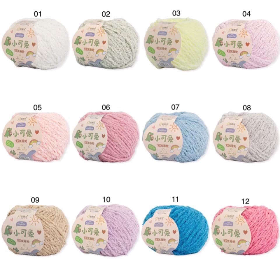 Len bông xù Xiaoke sợi 3mm (cuộn 50gr) (26296)