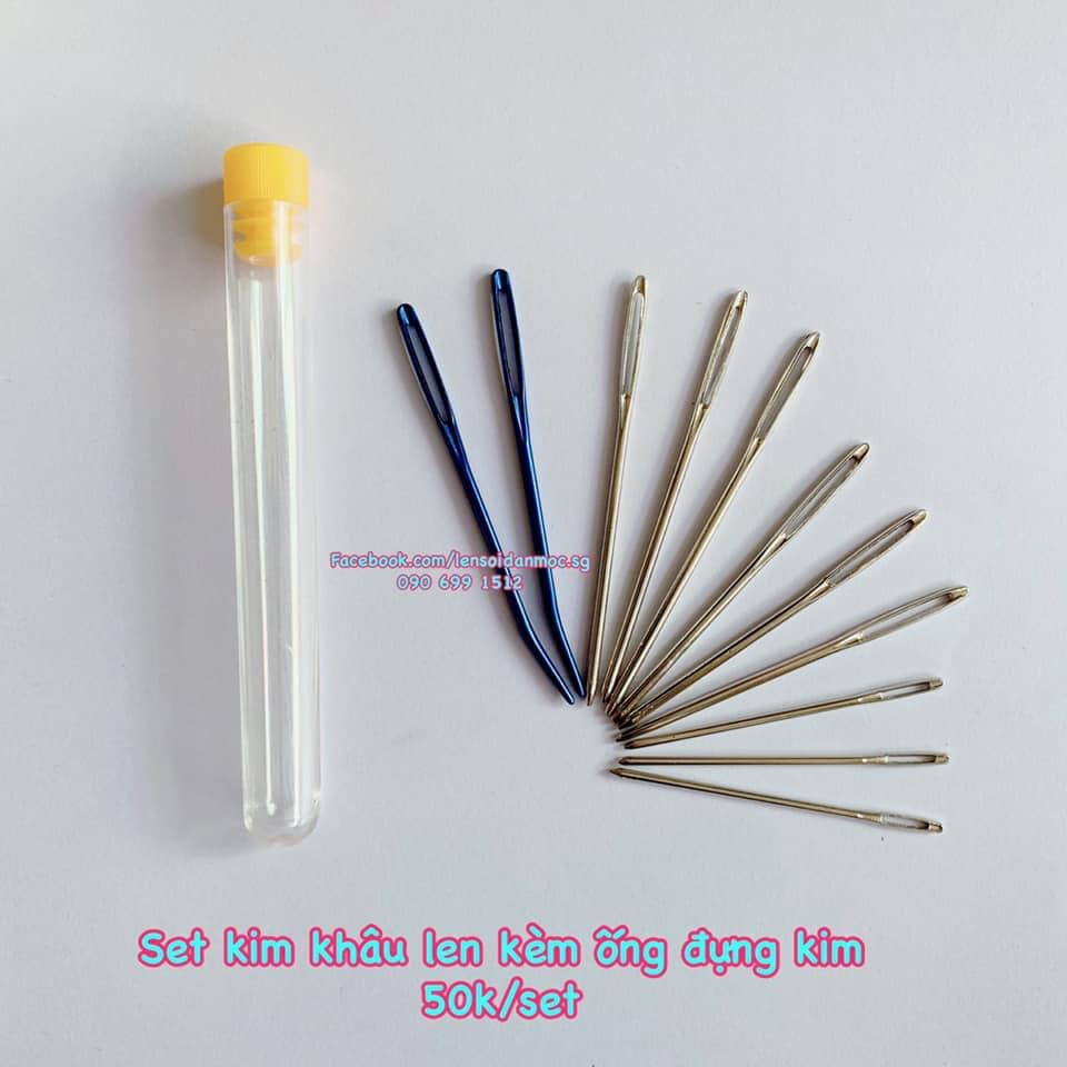 Set kim khâu len cong/thẳng kèm ống đựng kim khâu