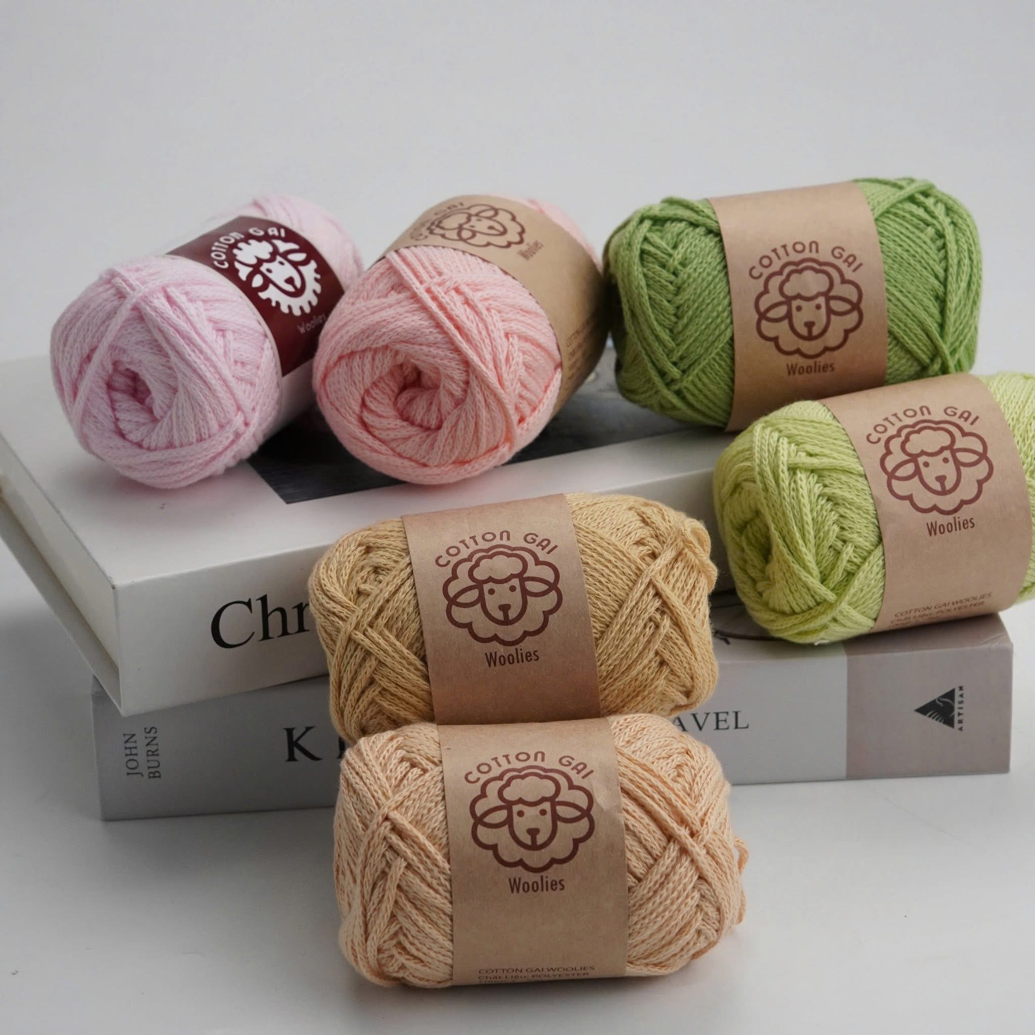 Sợi Cotton Gai WOOLIES 3mm móc túi, mũ (cuộn 100g) (26390)