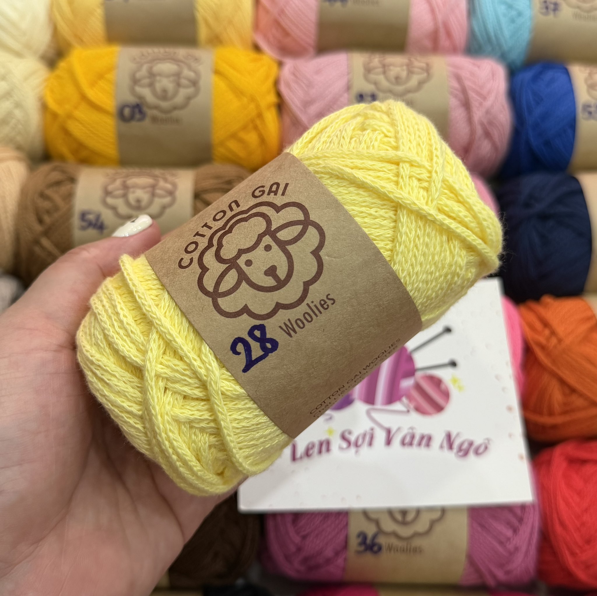 Sợi Cotton Gai WOOLIES 3mm móc túi, mũ (cuộn 100g) (26390)