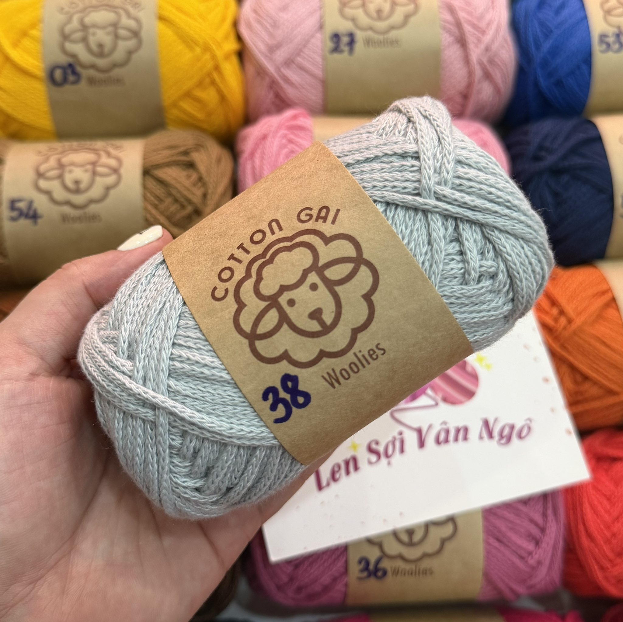 Sợi Cotton Gai WOOLIES 3mm móc túi, mũ (cuộn 100g) (26390)