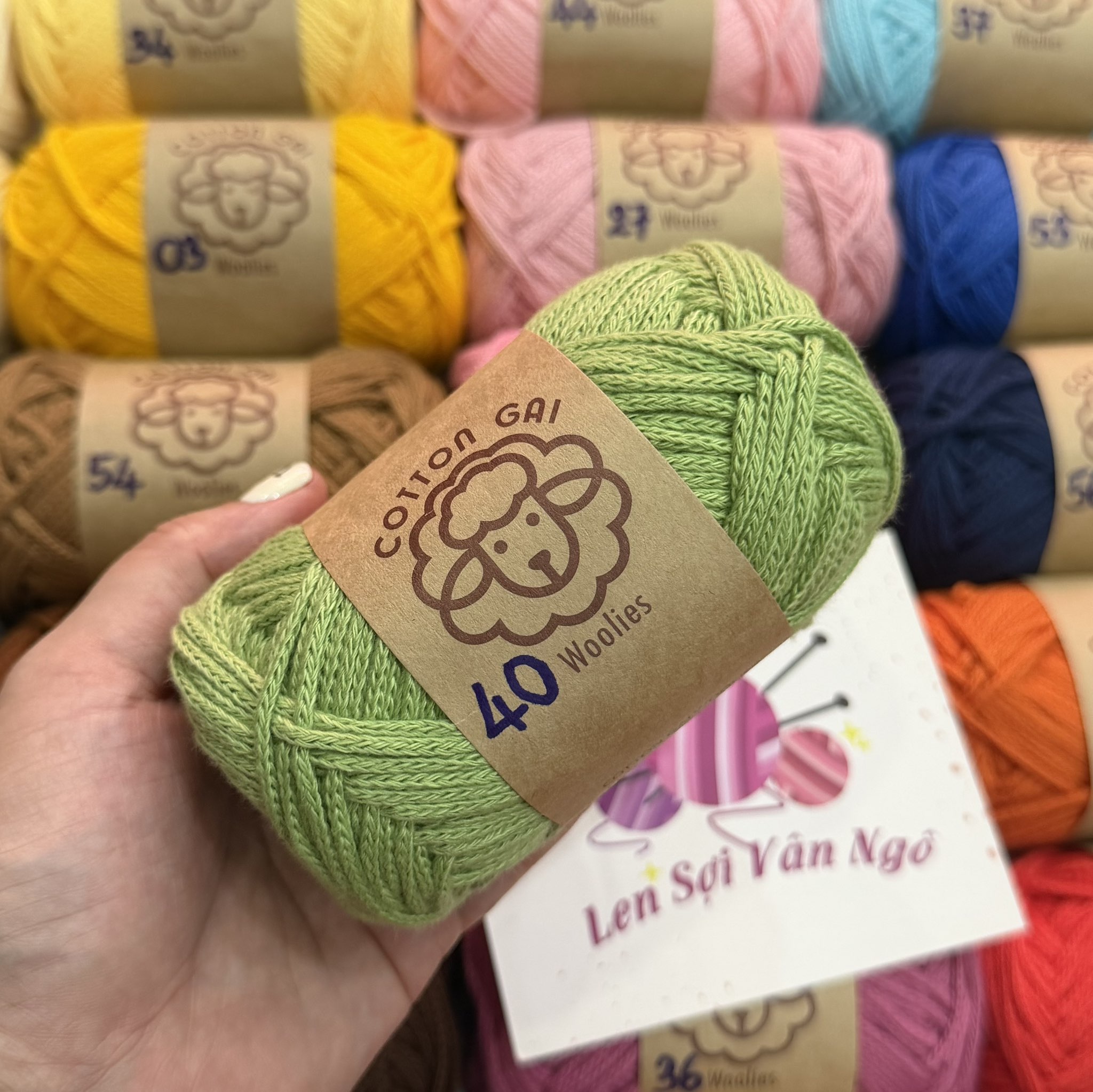 Sợi Cotton Gai WOOLIES 3mm móc túi, mũ (cuộn 100g) (26390)