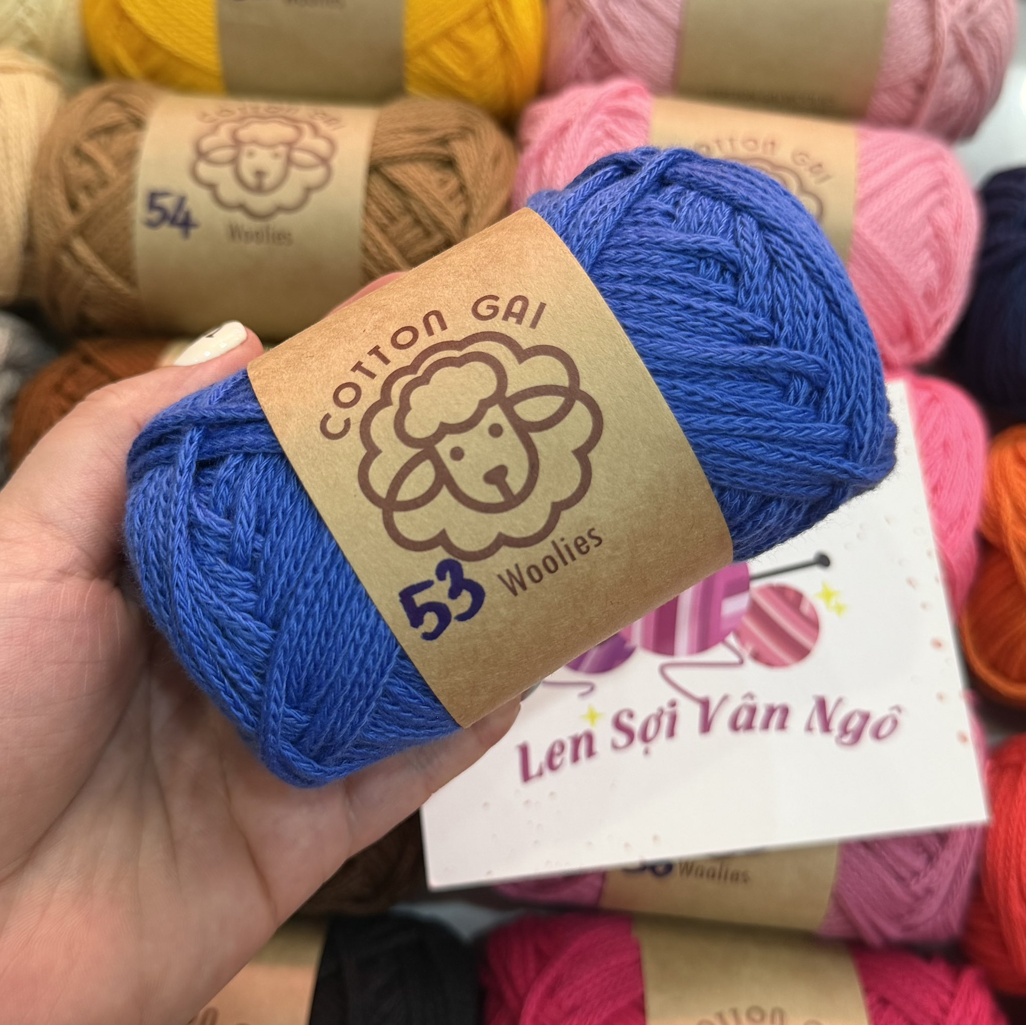 Sợi Cotton Gai WOOLIES 3mm móc túi, mũ (cuộn 100g) (26390)
