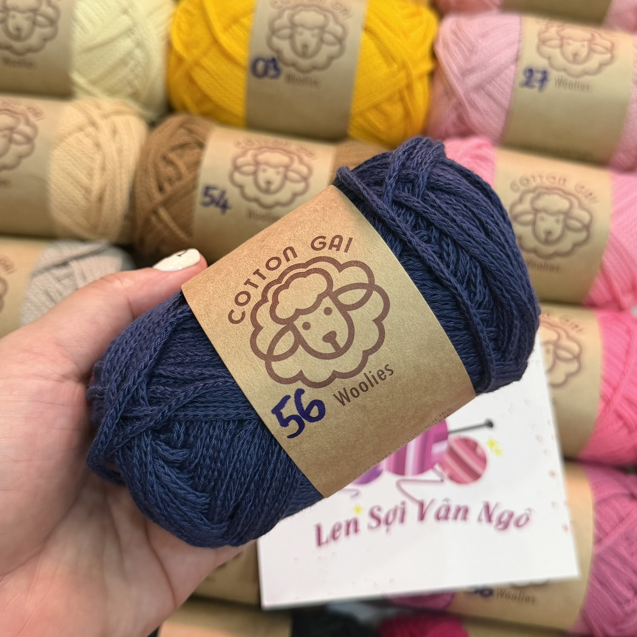 Sợi Cotton Gai WOOLIES 3mm móc túi, mũ (cuộn 100g) (26390)