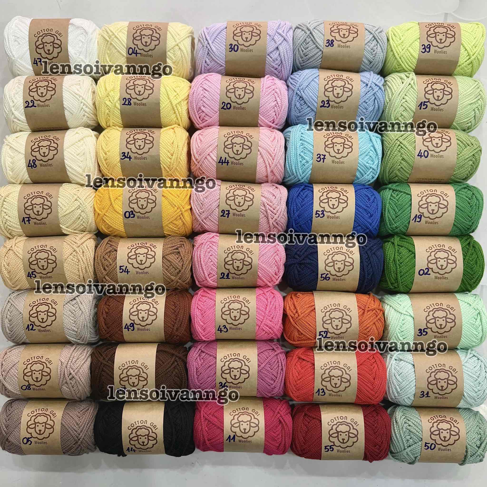 Sợi Cotton Gai WOOLIES 3mm móc túi, mũ (cuộn 100g) (26390)