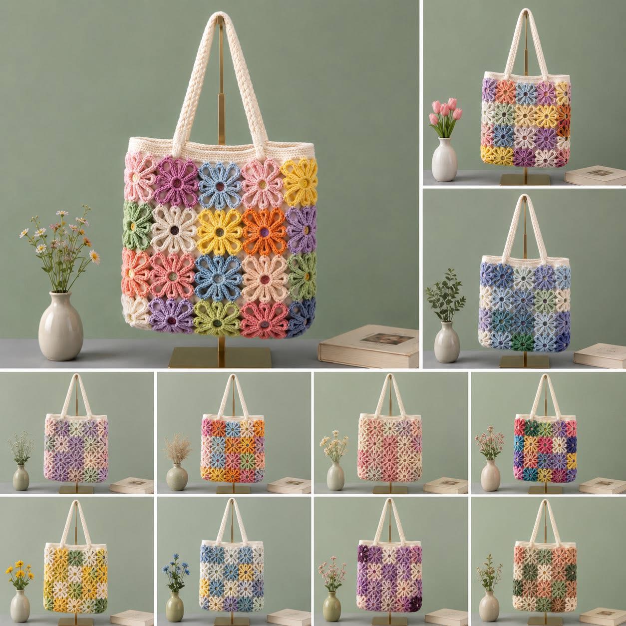 PK túi: Combo 10c / 30c canvas hoa nẹp túi
