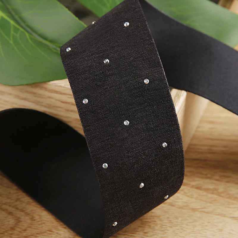 2 mét ruy băng vải đính đá (bản 2.5cm) (26119)