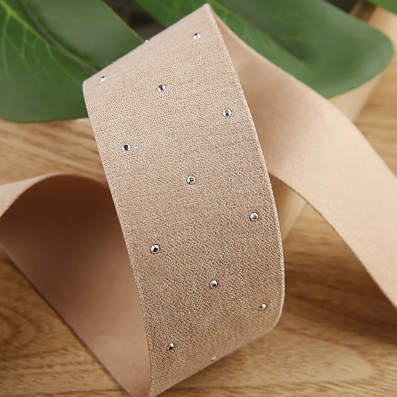 2 mét ruy băng vải đính đá (bản 2.5cm) (26119)