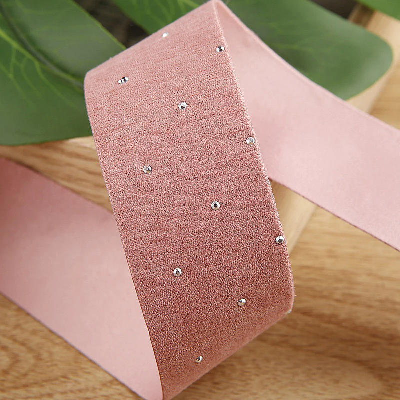 2 mét ruy băng vải đính đá (bản 2.5cm) (26119)