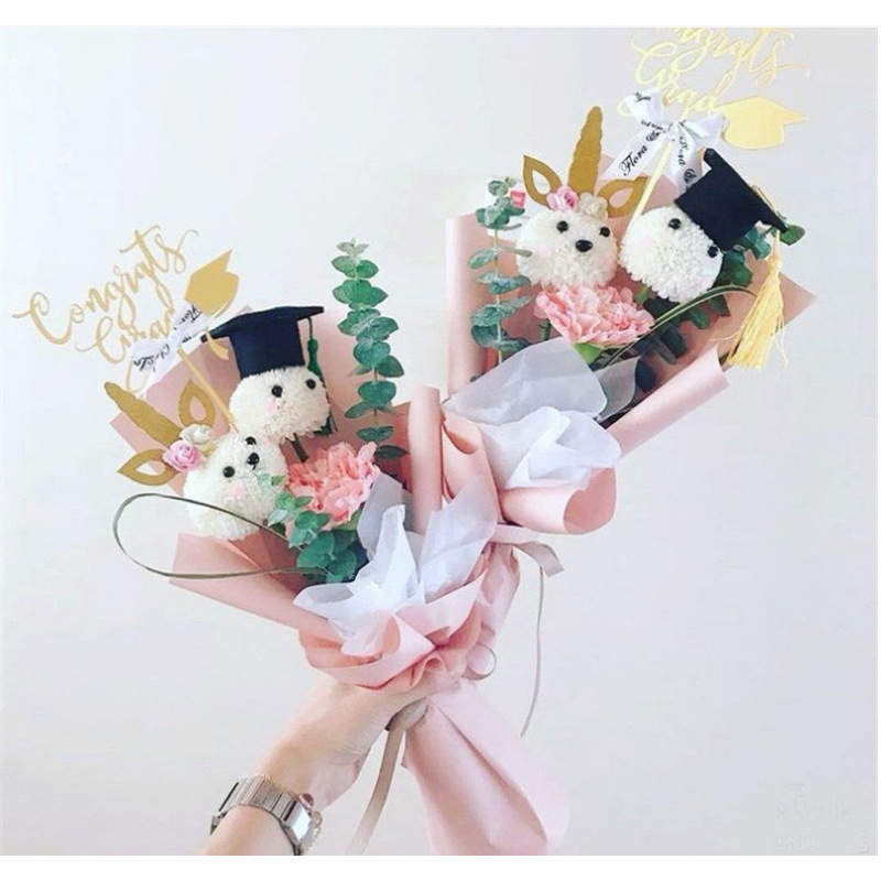 Combo 5 cái Mũ tốt nghiệp mini trang trí thú bông handmade (26091)