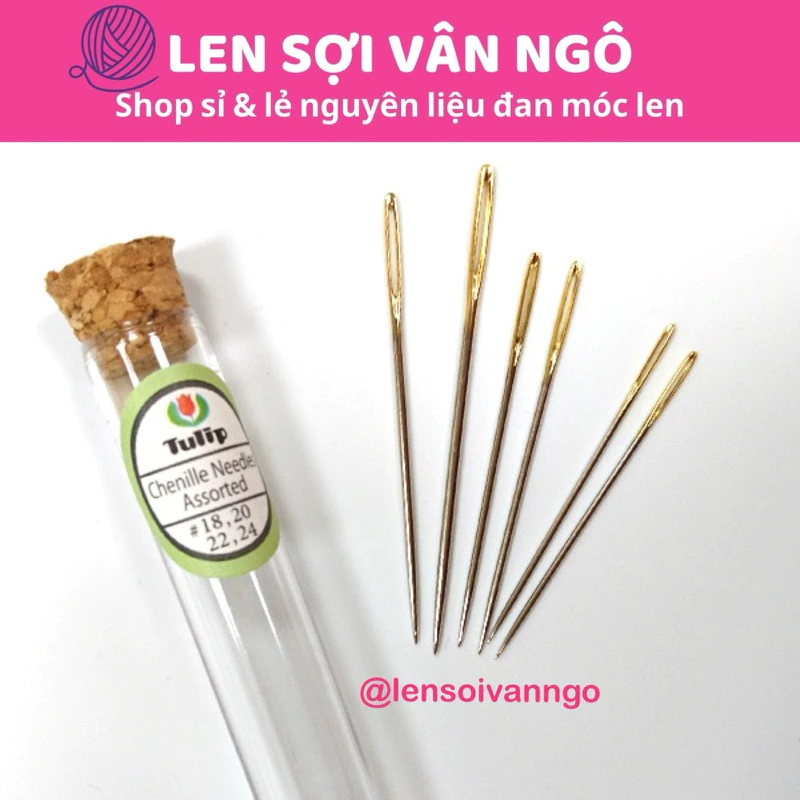 Set kim khâu len Tulip kèm ống thuỷ tinh đựng kim (26229)