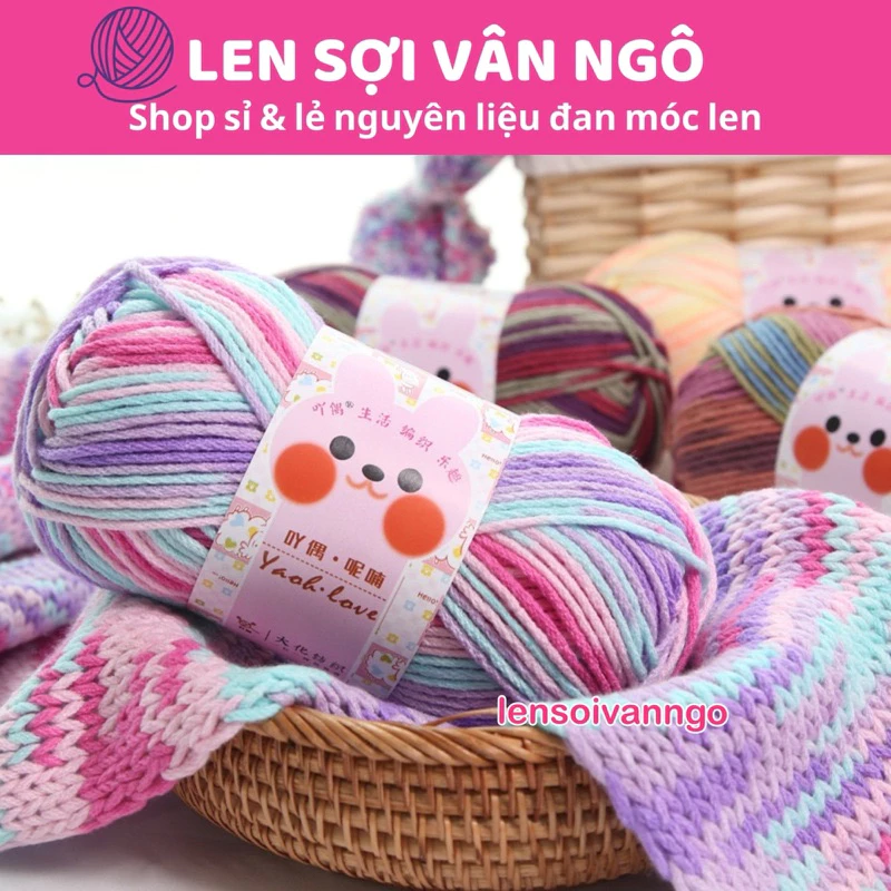 Len Yaoh sợi to 3mm màu loang (cuộn 100gr) (26295)