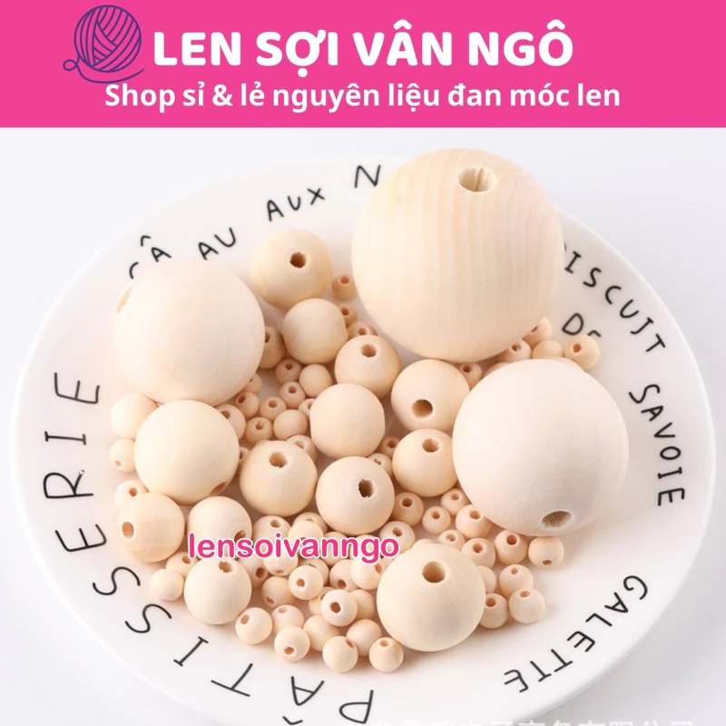 Hạt gỗ trang trí túi tỏi, vòng lục lạc đồ chơi cho bé (26073)