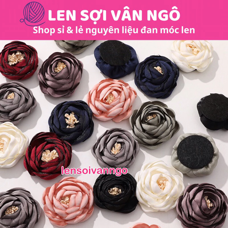 Combo 2c Hoa vải V15 trang trí nón/túi xách (26113)