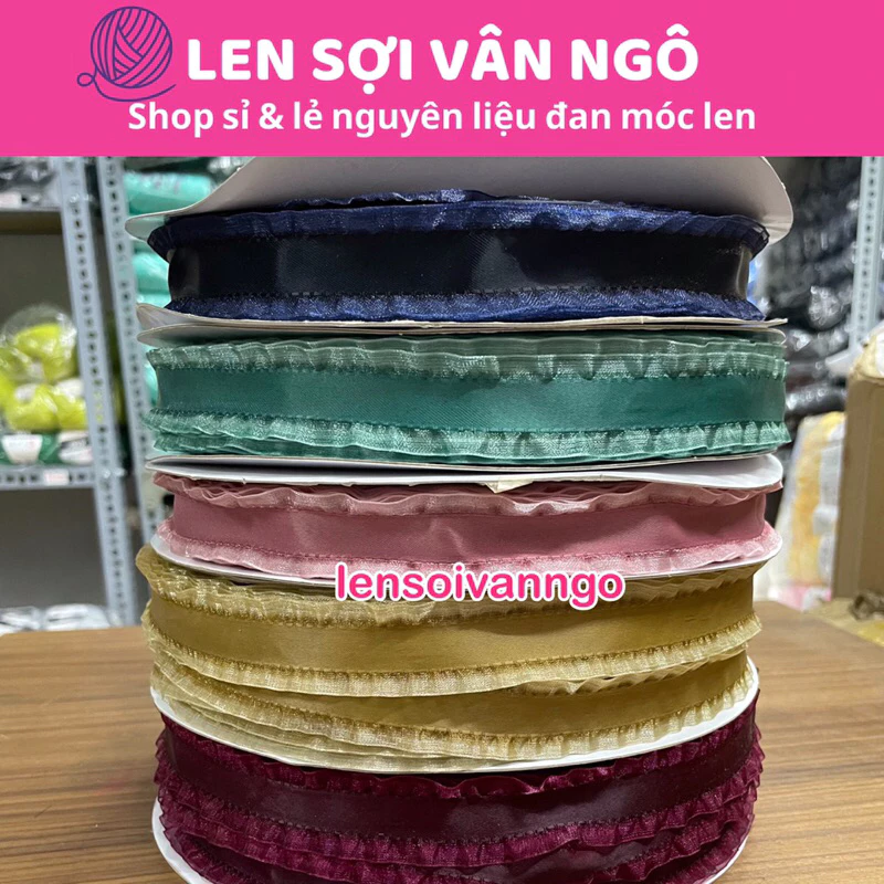 2 mét Ruy băng lụa viền voan (bản 2.5cm) (26119)