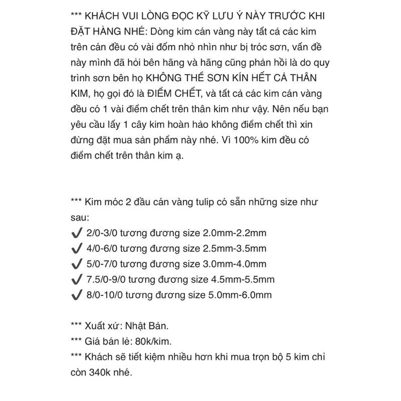 Kim móc 2 đầu cán vàng Tulip (26203)