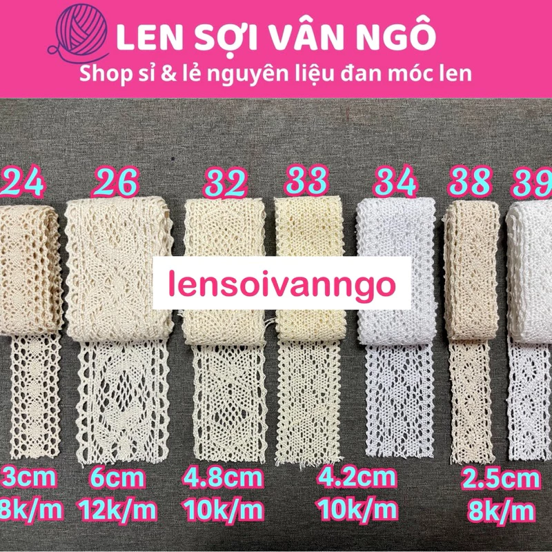 Combo 2 mét ren trang trí nón, giày, túi,…(26123)