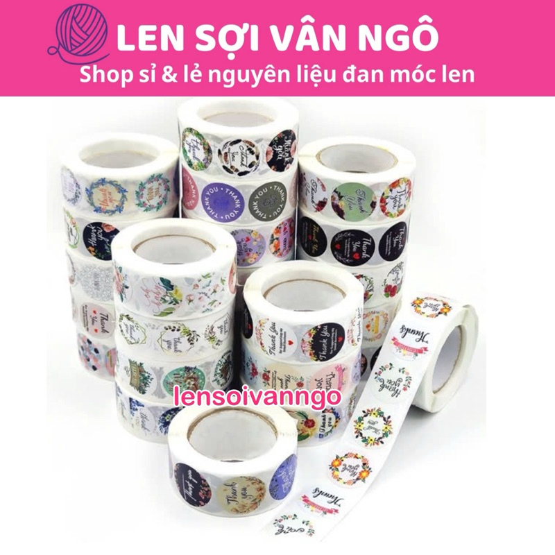 Cuộn 500c Sticker THANK YOU trang trí đóng hàng (26125)