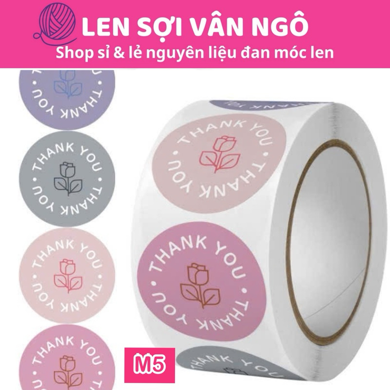 Cuộn 500c Sticker THANK YOU trang trí đóng hàng (26125)