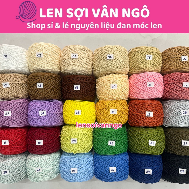 Sợi Macrame Cotton 2mm móc túi, mũ (cuộn 200gr) (26259)