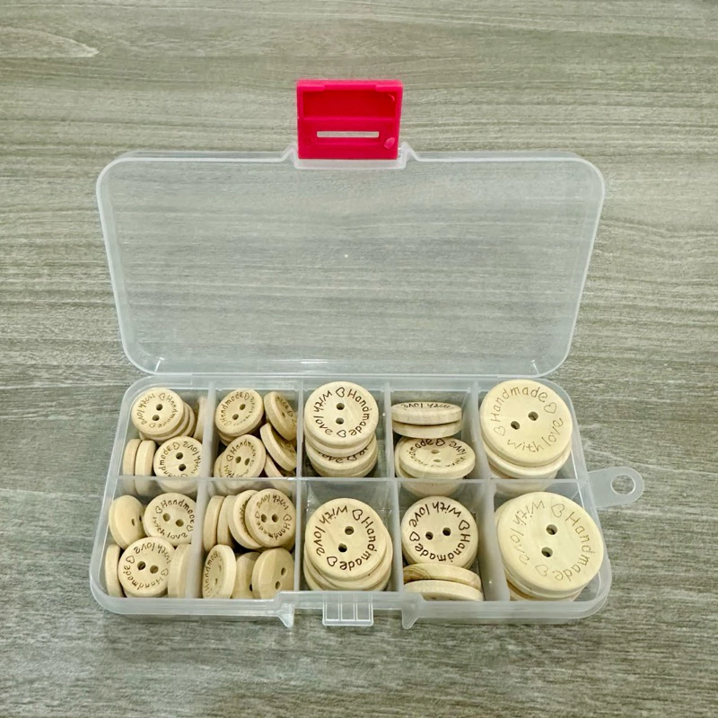 Hộp 70 cái nút gỗ (size 1.5cm, 2.0cm, 2.5cm)