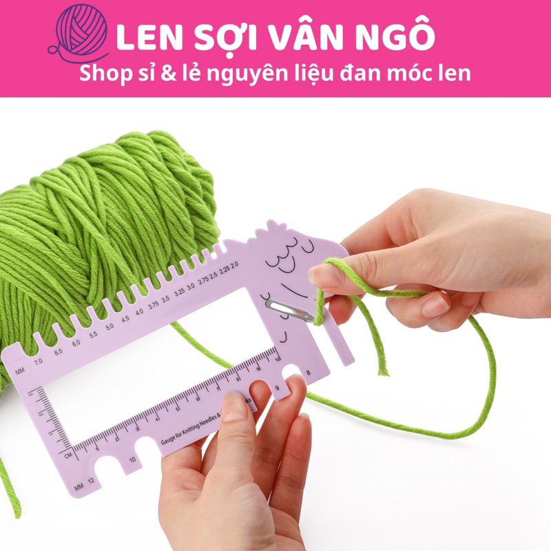 Thước cừu hỗ trợ đo size kim, có kèm lưỡi dao cắt len sợi (26045)