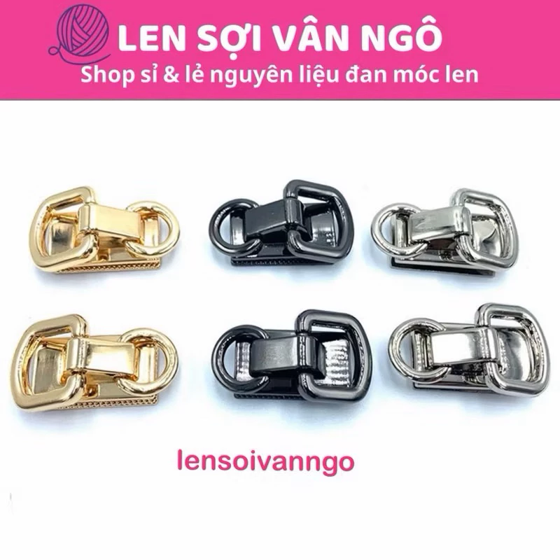 PK túi: 1 cặp Khoen D đôi màu bạc (26158)