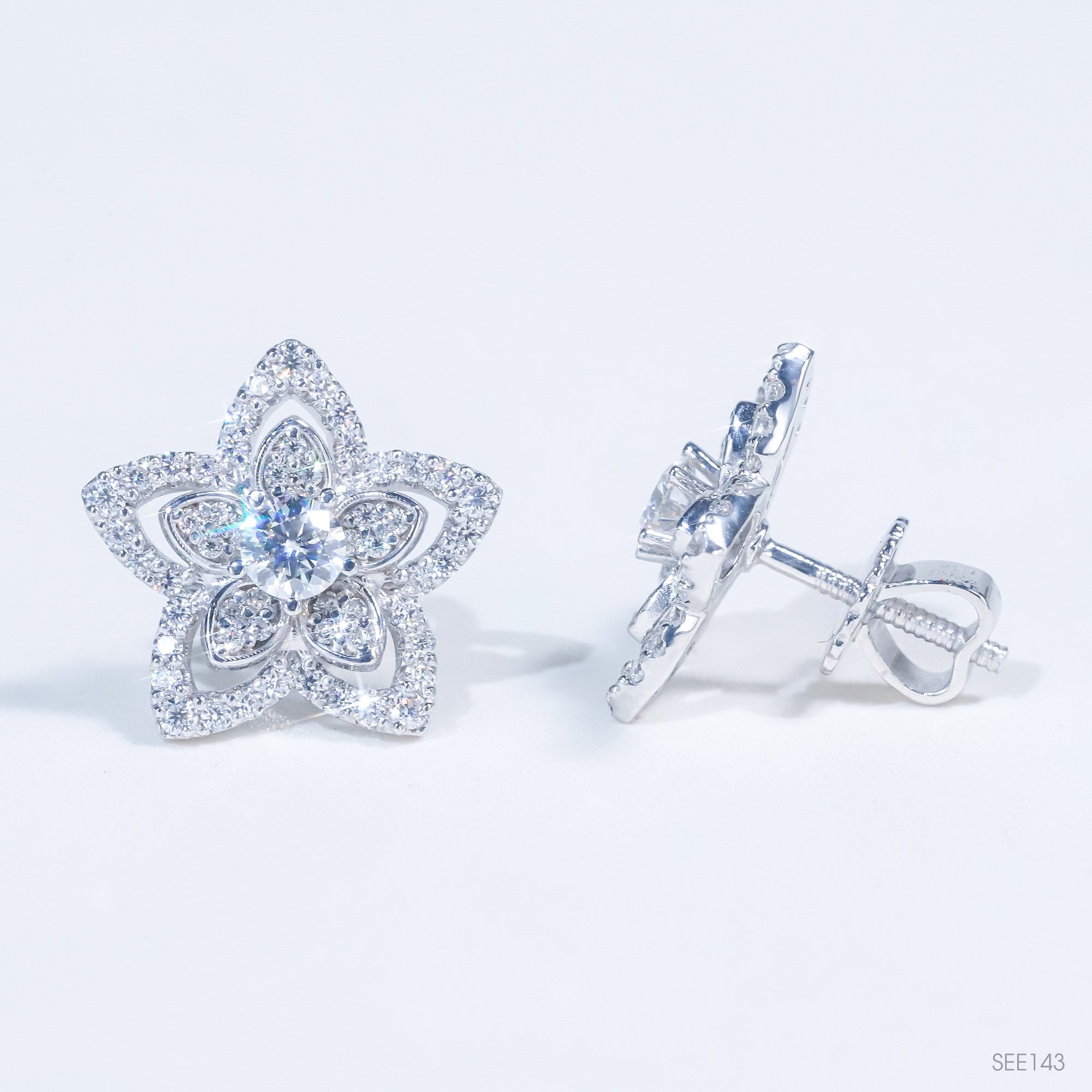 Bông tai Ngôi sao Chốt ren see143 ổ 4mm