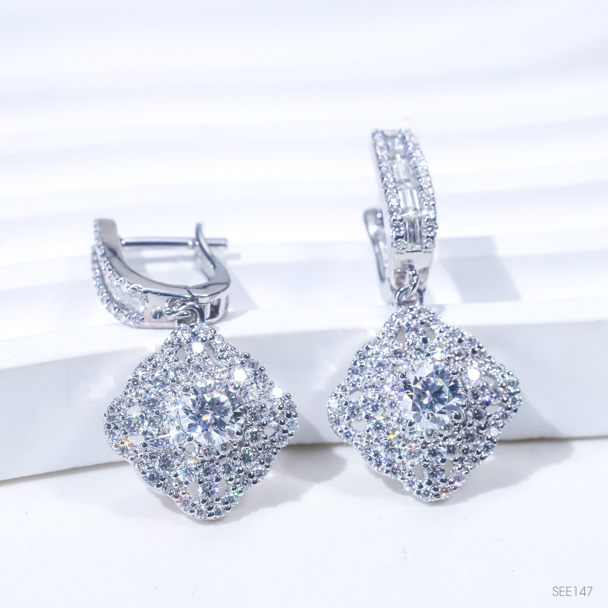Bông tai thả Chốt bật see147 ổ 5mm