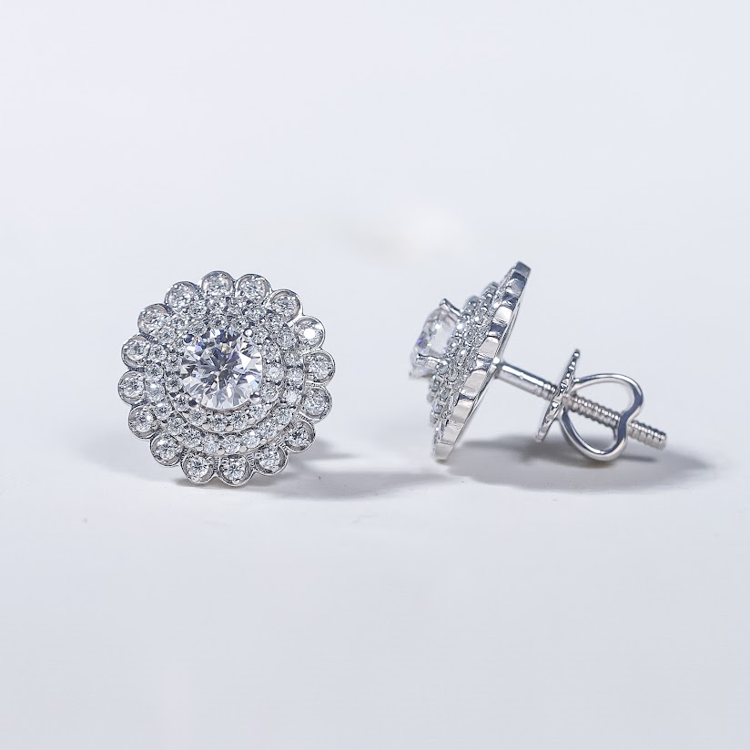 Bông tai 3 vòng Halo Chốt ren see078v1 ổ 4,5mm