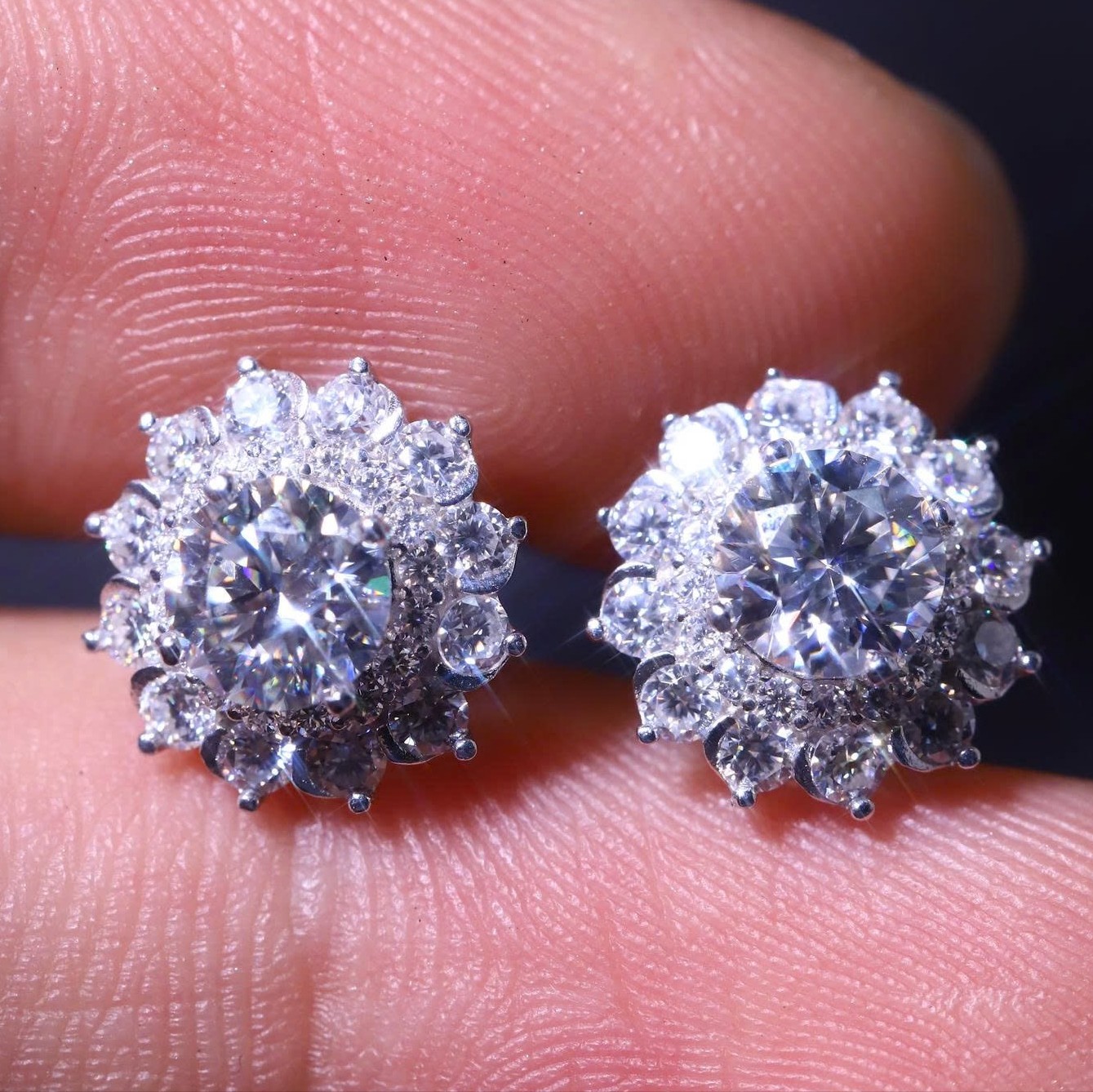 Bông Tai Bông Hoa 6Li FULL MOISSANITE - SEE165