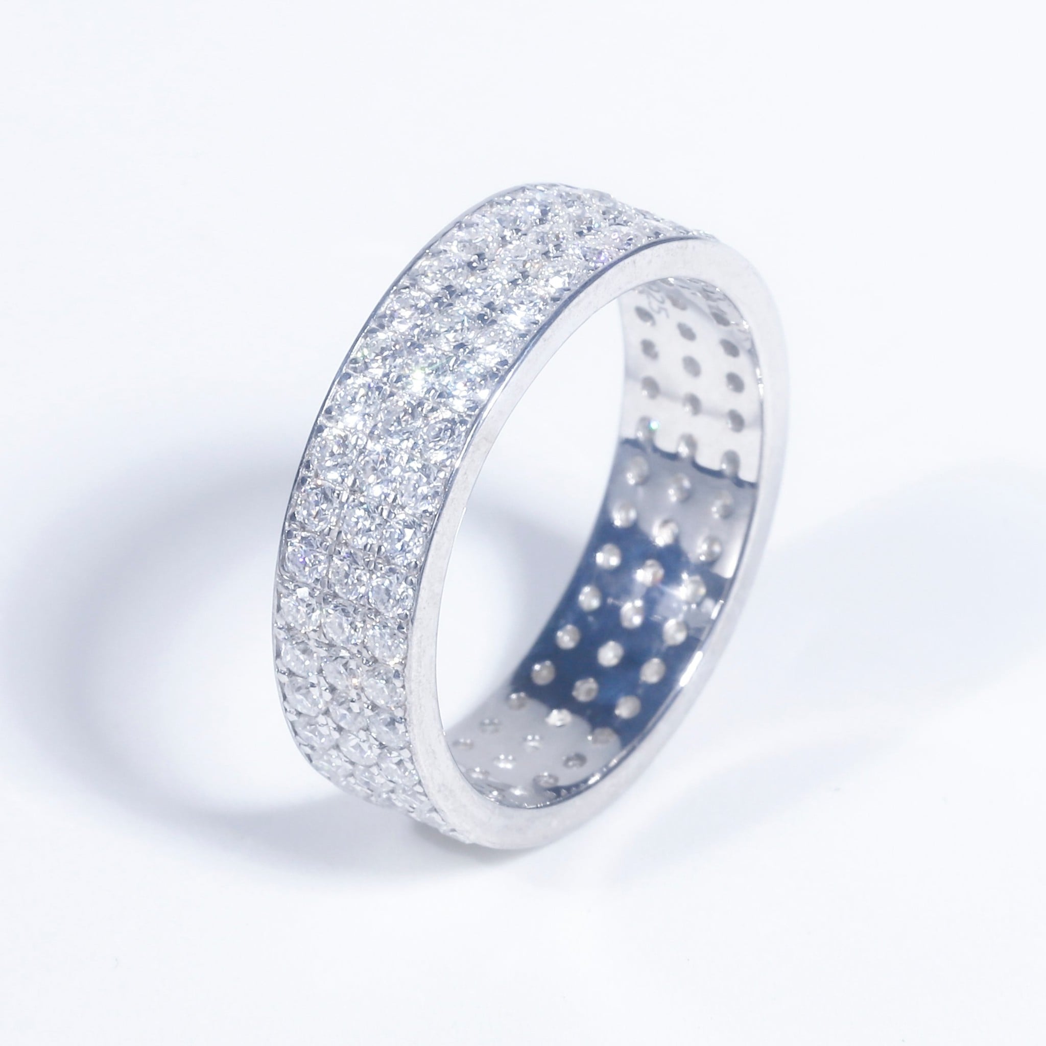 Nhẫn Half Eternity Full Eternity sri006 3 hàng 1.5mm