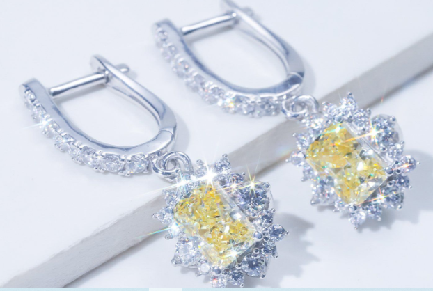 Bông tai thả Chốt bật see140 ổ chữ nhật 5x7mm