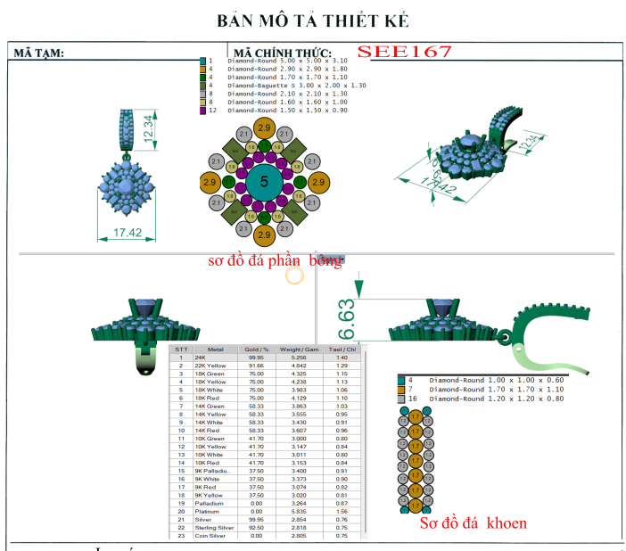 Bông tai see167 ổ 5mm