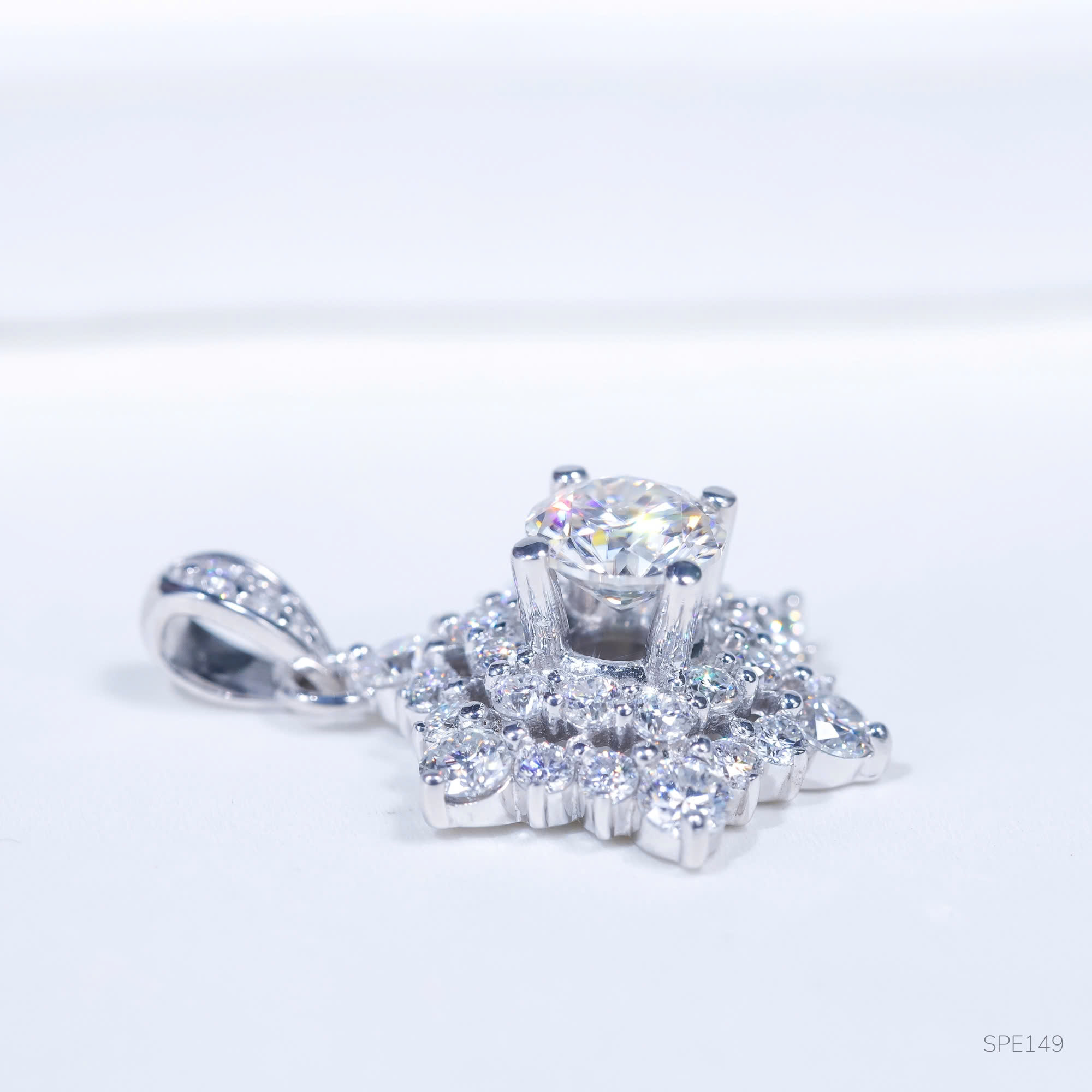 Mặt Dây Bông Tuyết Bạc Xi Kim FULL MOISSANITE Viên Chủ 6.3li - SPE149