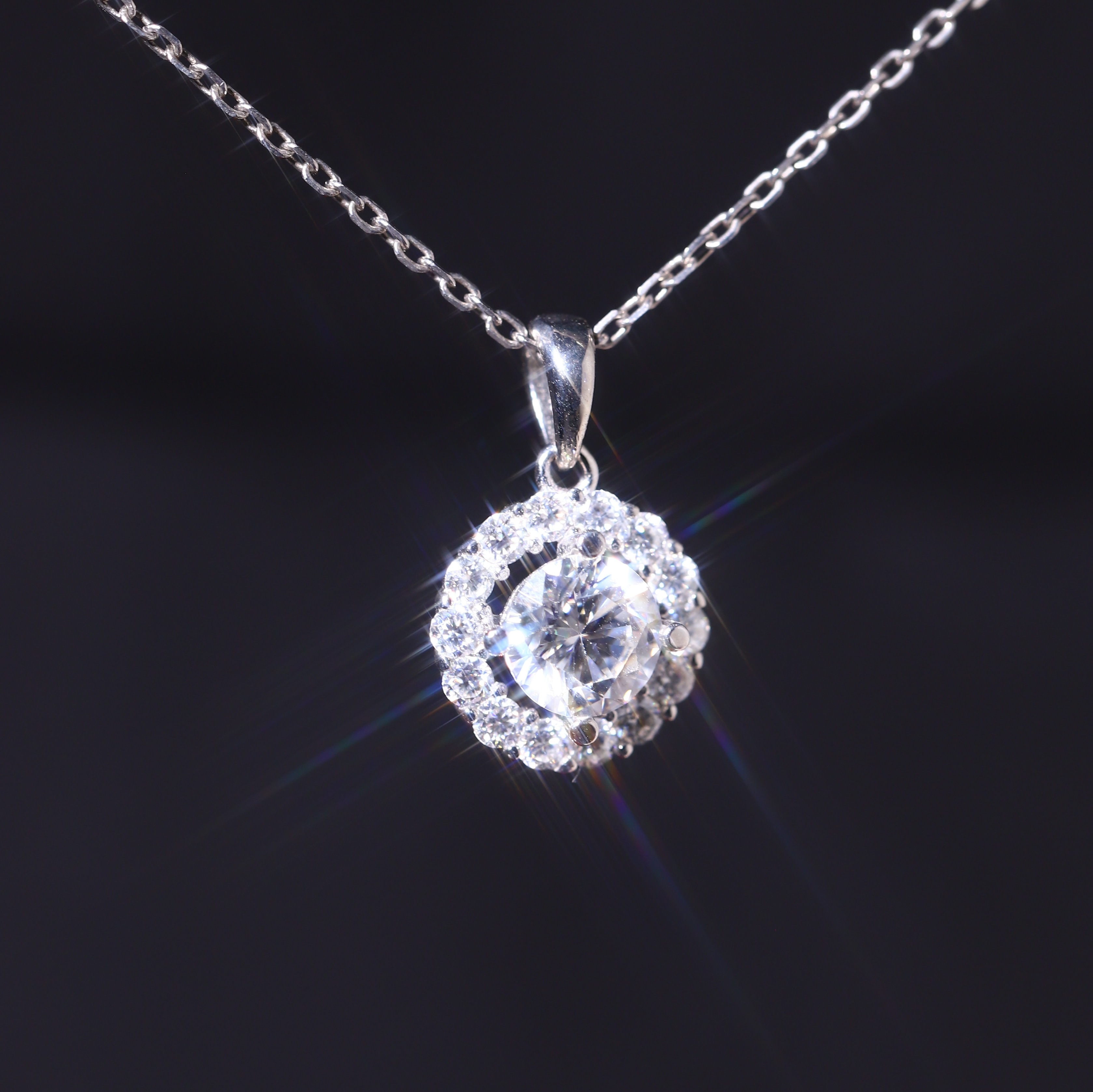 Mặt Dây HALO Tròn FULL MOISSANITE Viên Chủ 6Li - SPE211