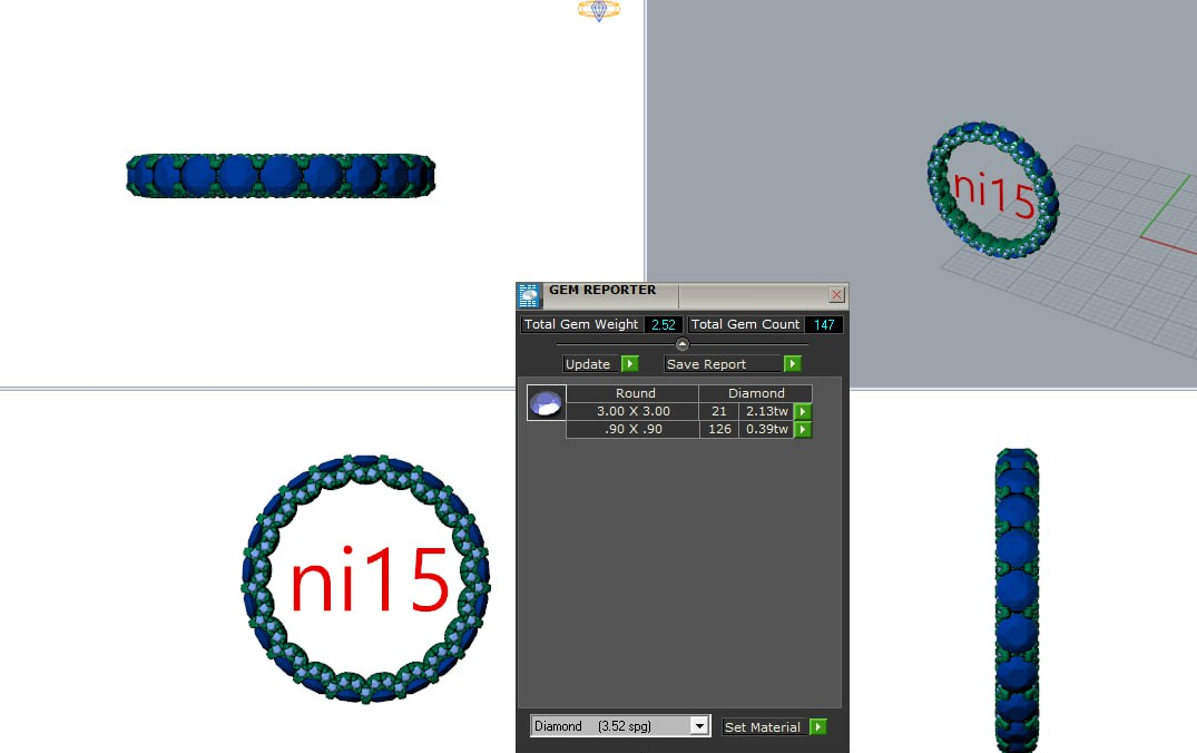 Nhẫn Half Eternity Full Eternity sri018 3mm . dk 14.9 mm