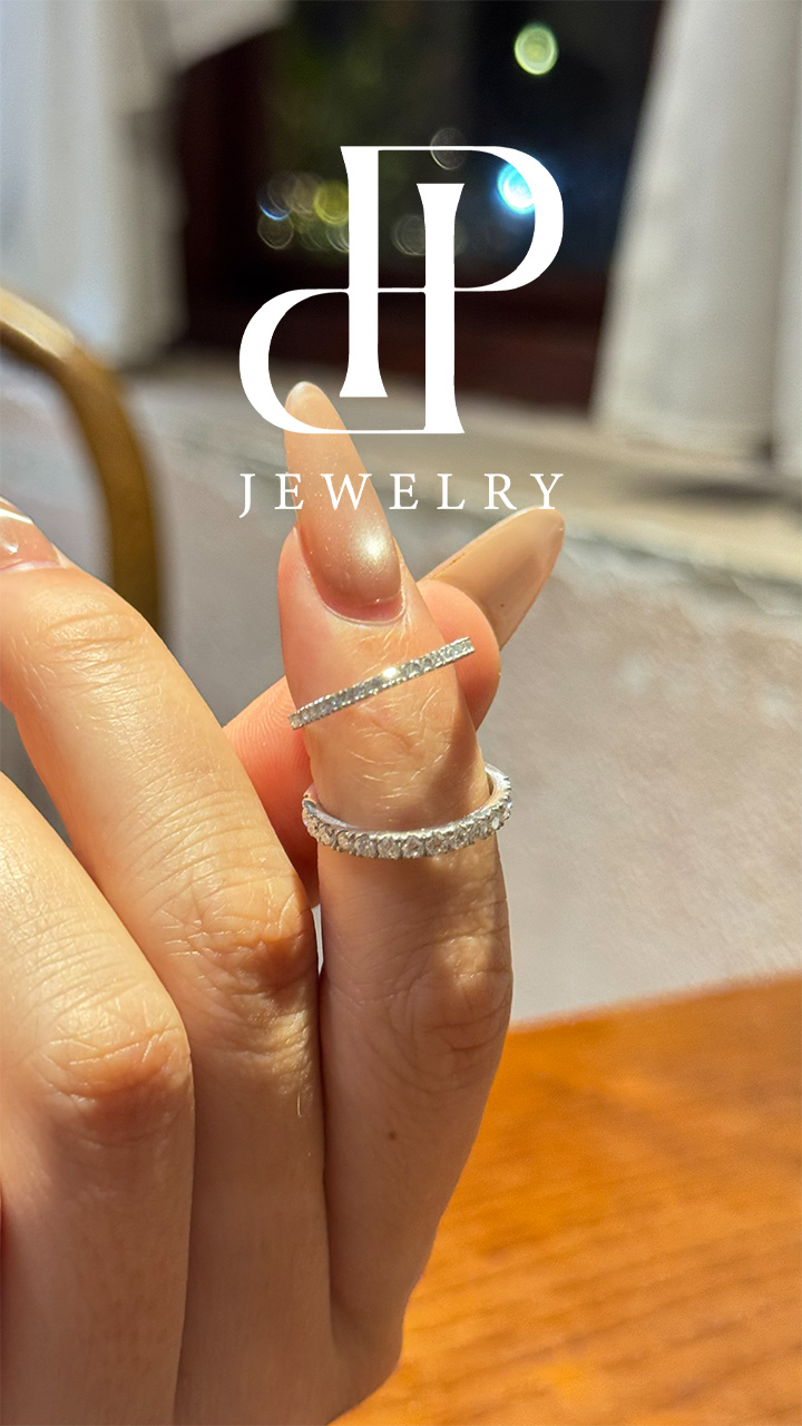Nhẫn bạc xi kim nửa vòng FULL MOISSANITE 2li , Phong cách đơn giản nhẹ nhàng nhưng vẫn sang trọng, SRI002