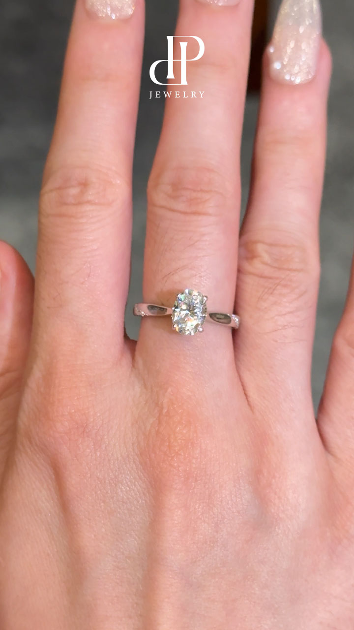 HPJ Ánh Ngọc – Viên chủ OVAL 6*8 thiết kế tối giản FULL MOISSANITE - SRE316