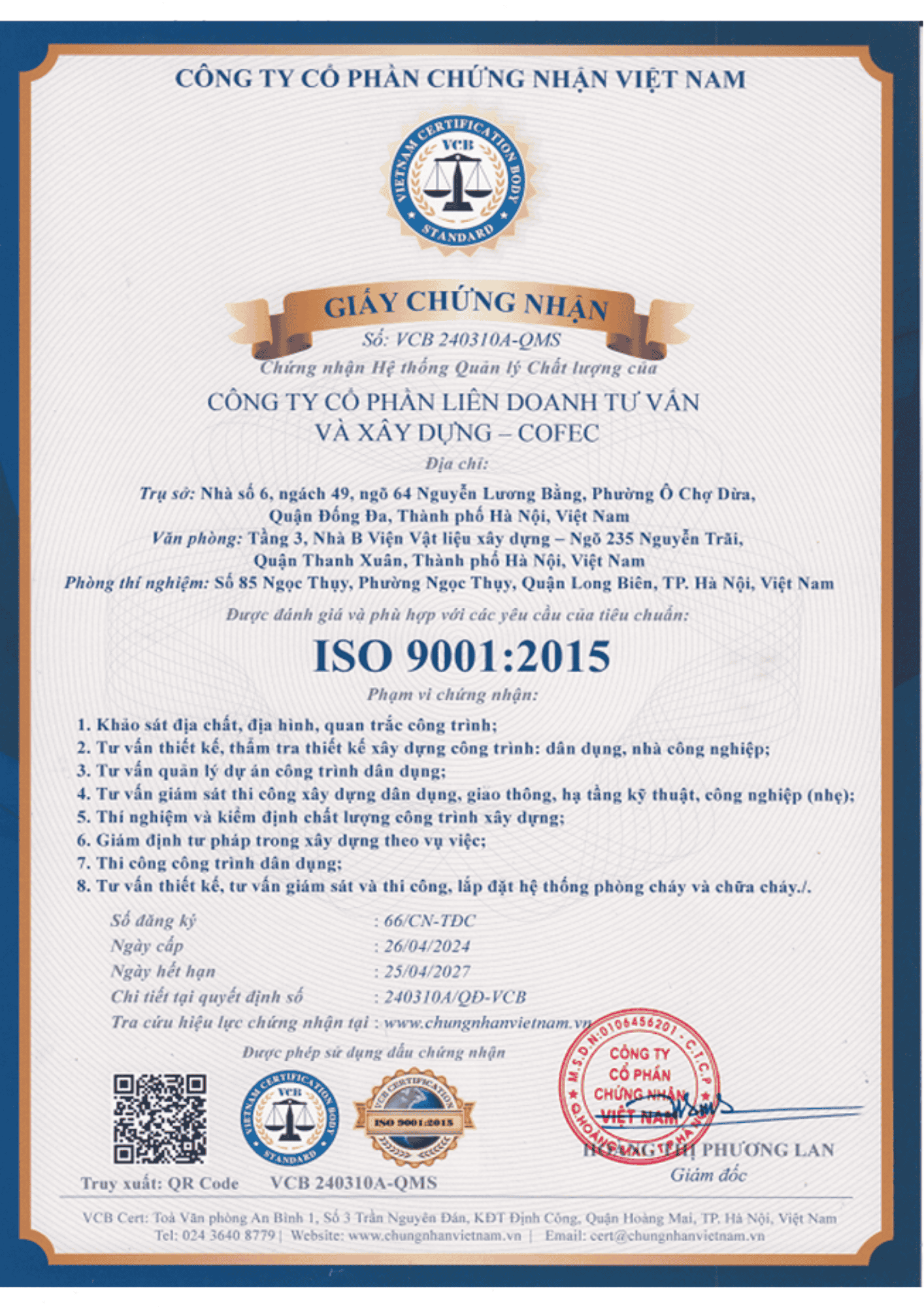 Chứng chỉ hoạt động xây dựng