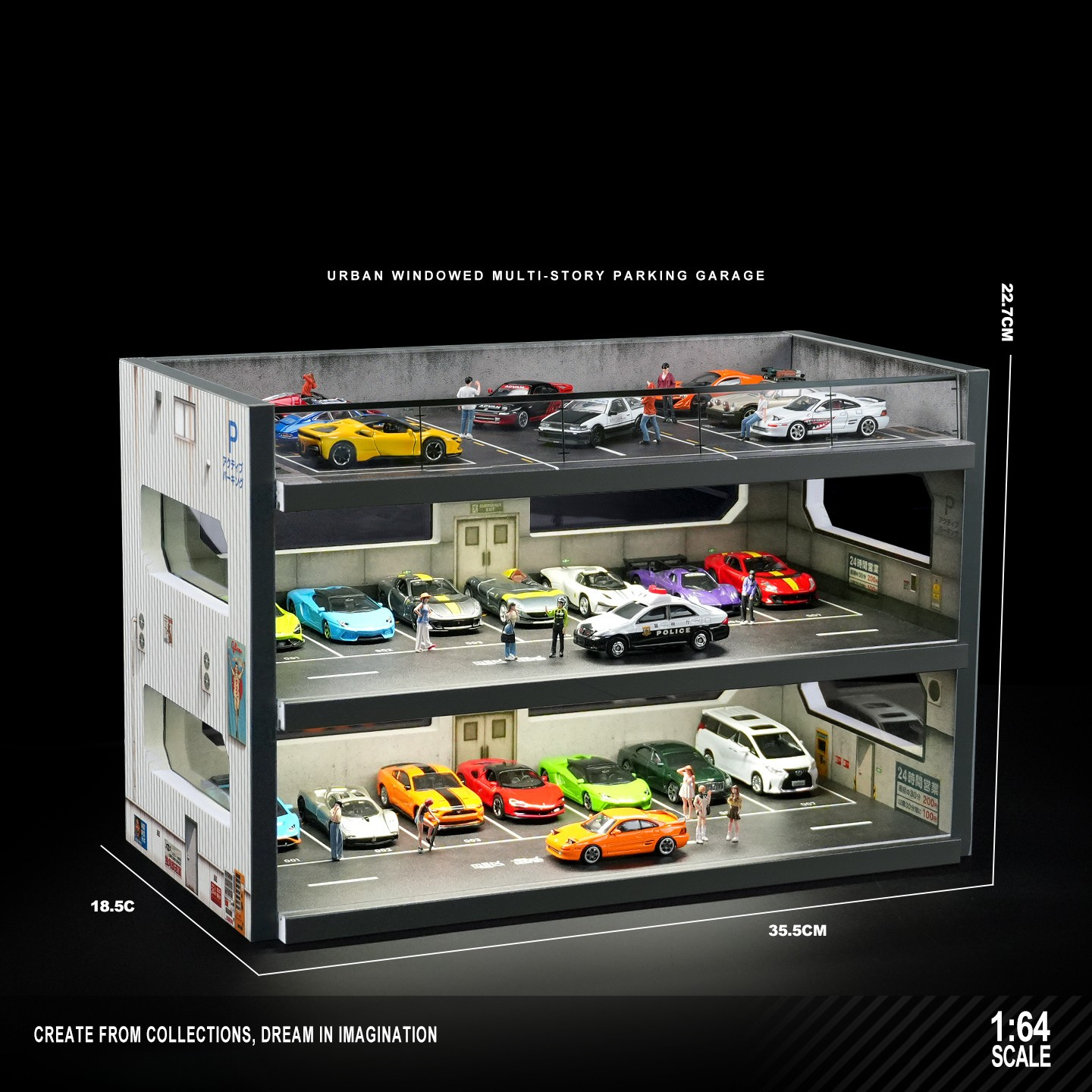Diorama Bãi Đỗ Xe 3 Tầng Có Cửa Sổ