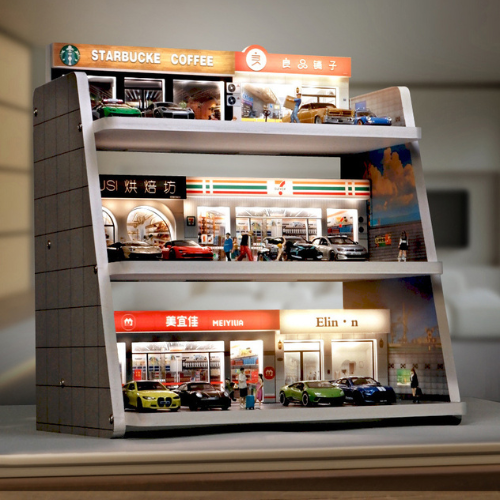 Diorama 1:64 Bãi Đỗ Xe 3D Có Đèn LED - Trưng Bày Chuyên Nghiệp | GRE•911