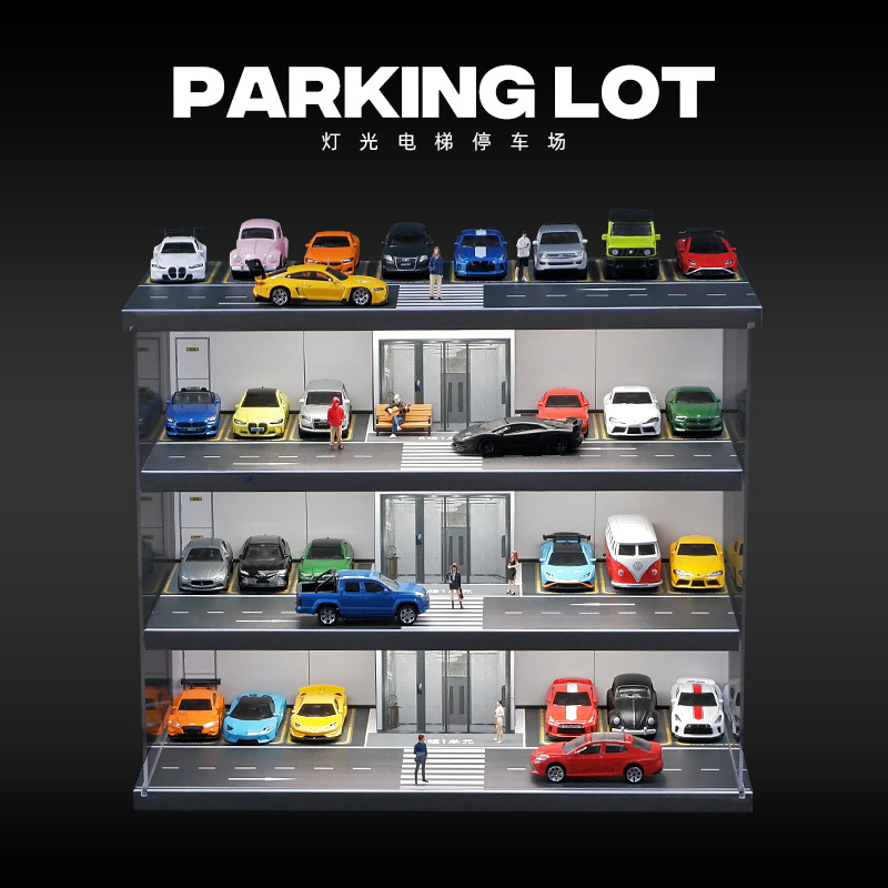 Diorama 1:64 Bãi Đỗ Xe Hầm Thang Máy - Garage Nhiều Tầng Có Đèn LED | GRE•911
