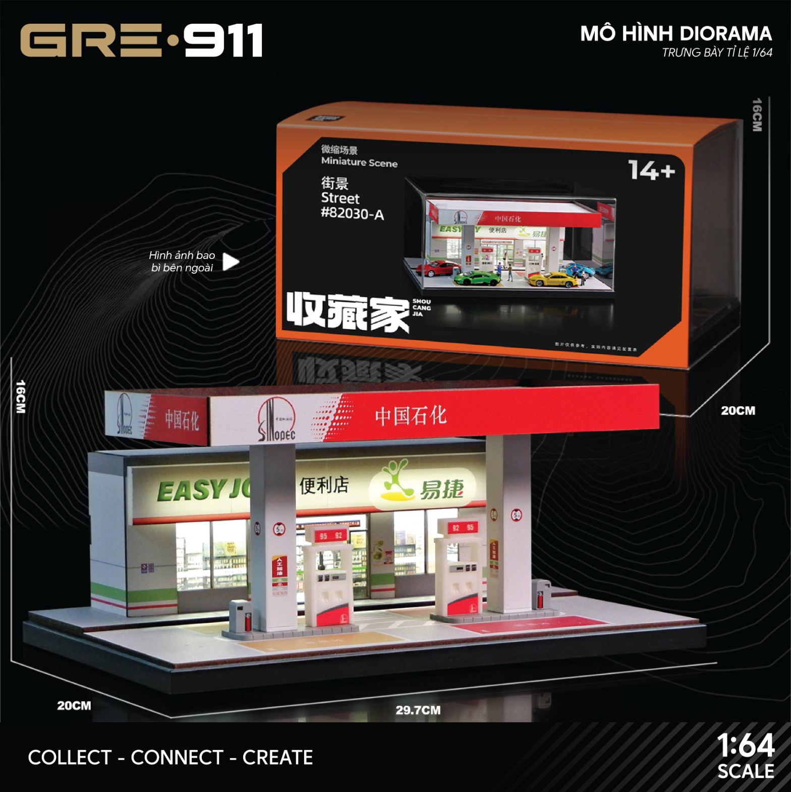 Mô hình trưng bày diorama trạm xăng Sinopec GRE911DIO-30