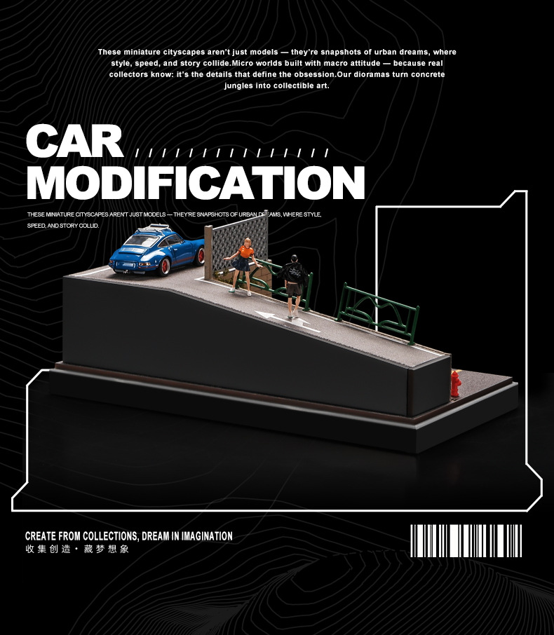 Diorama 1:64 Cảnh Phố Dốc - Garage Mini Có Mica | GRE•911